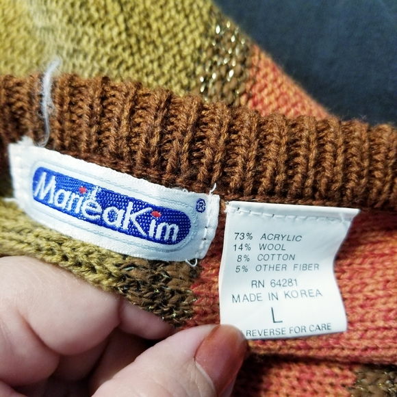 Vintage 80's retro hippie boho bird leaf sweater L - Picture 6 of 7